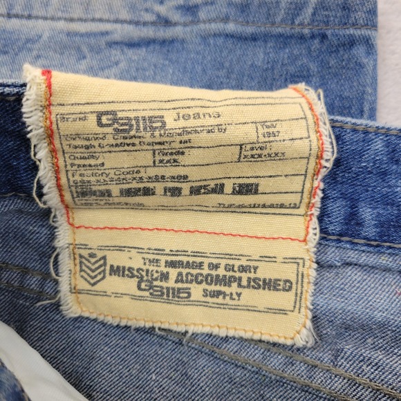 GS115 Jeans Mens 36 Distressed Straight Leg Denim Pants Baggy Faded Vintage - Picture 5 of 10